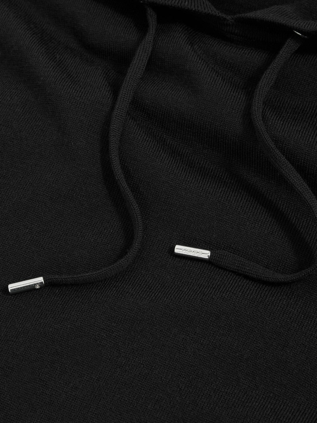 Merino Wool Drawstring Hoodie Black | Mens