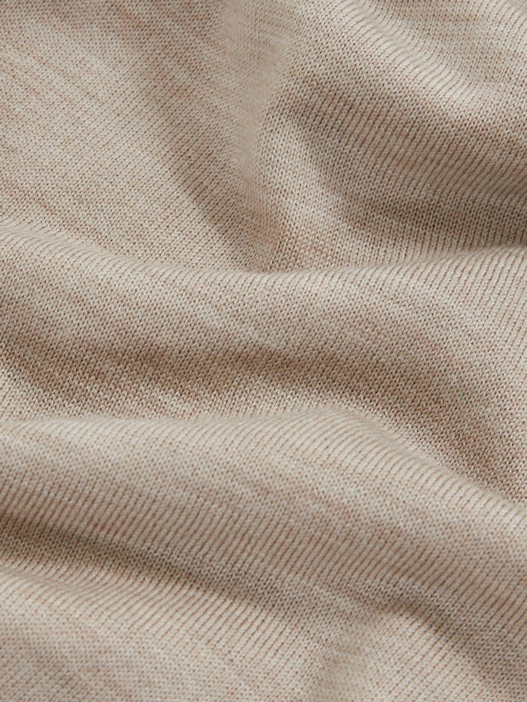 Merino Wool Open Collar Polo Shirt Wheat Melange | Mens