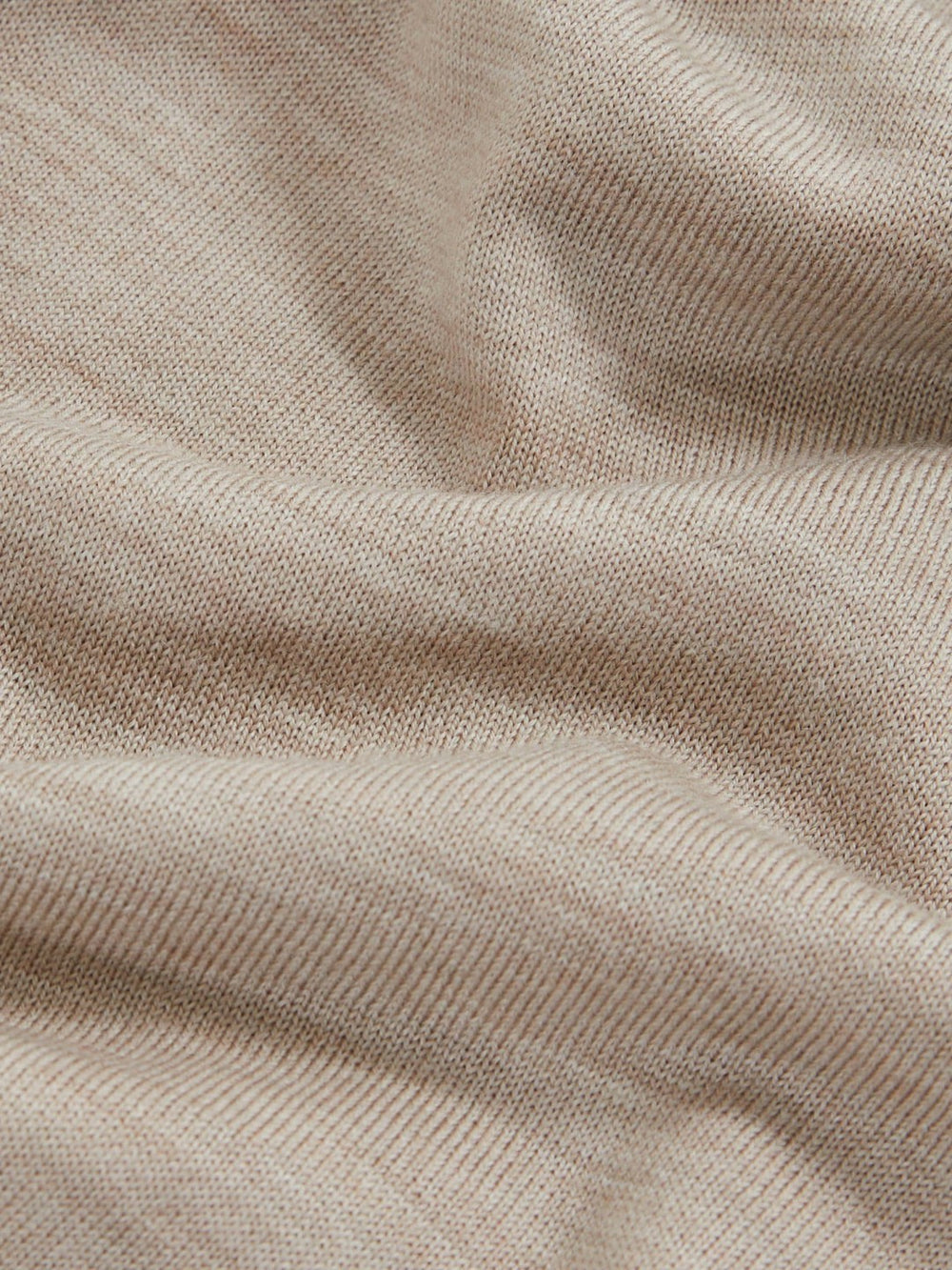 Merino Wool Open Collar Polo Shirt Wheat Melange | Mens