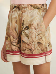 9-13 yrs  | NYBG Satin Floral-Print Shorts Khaki | Children