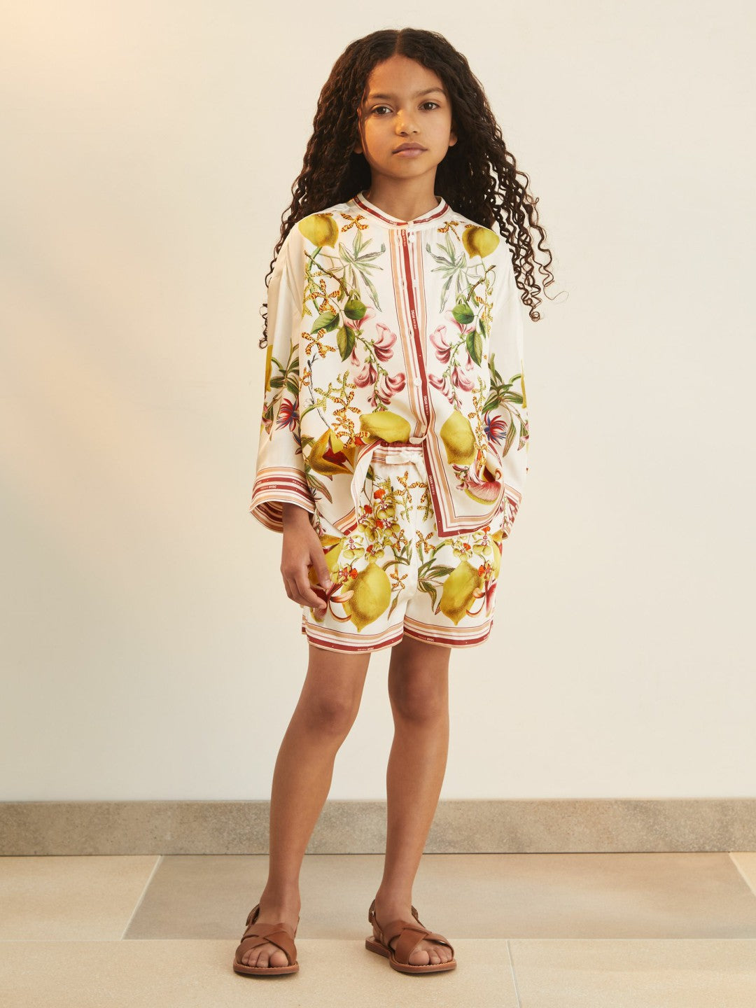 4-9 yrs  | NYBG Satin Floral-Print Shorts Ivory | Children