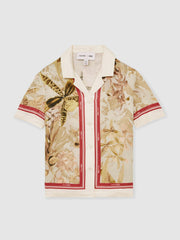 9-13 yrs  | NYBG Satin Floral-Print Shirt Khaki | Children