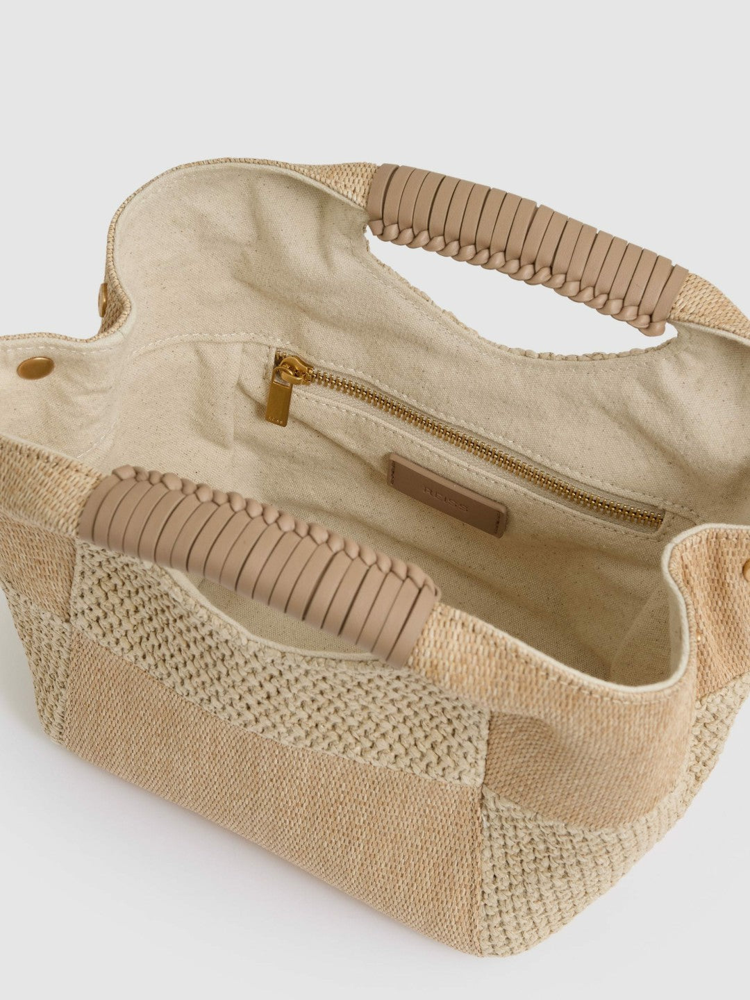 Raffia Patchwork Clutch Bag Natural | Womens