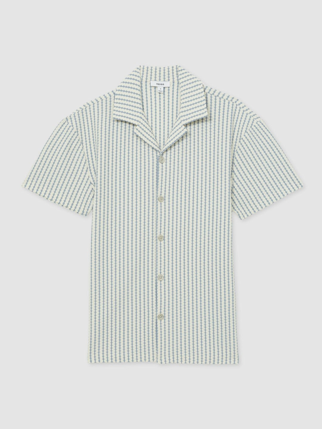 Textured-Stripe Cuban-Collar Shirt White/Soft Blue | Mens