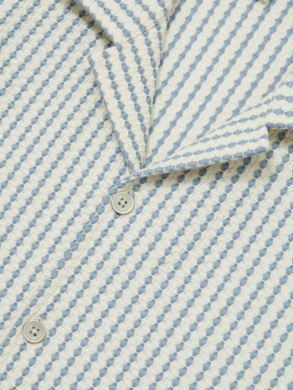 Textured-Stripe Cuban-Collar Shirt White/Soft Blue | Mens