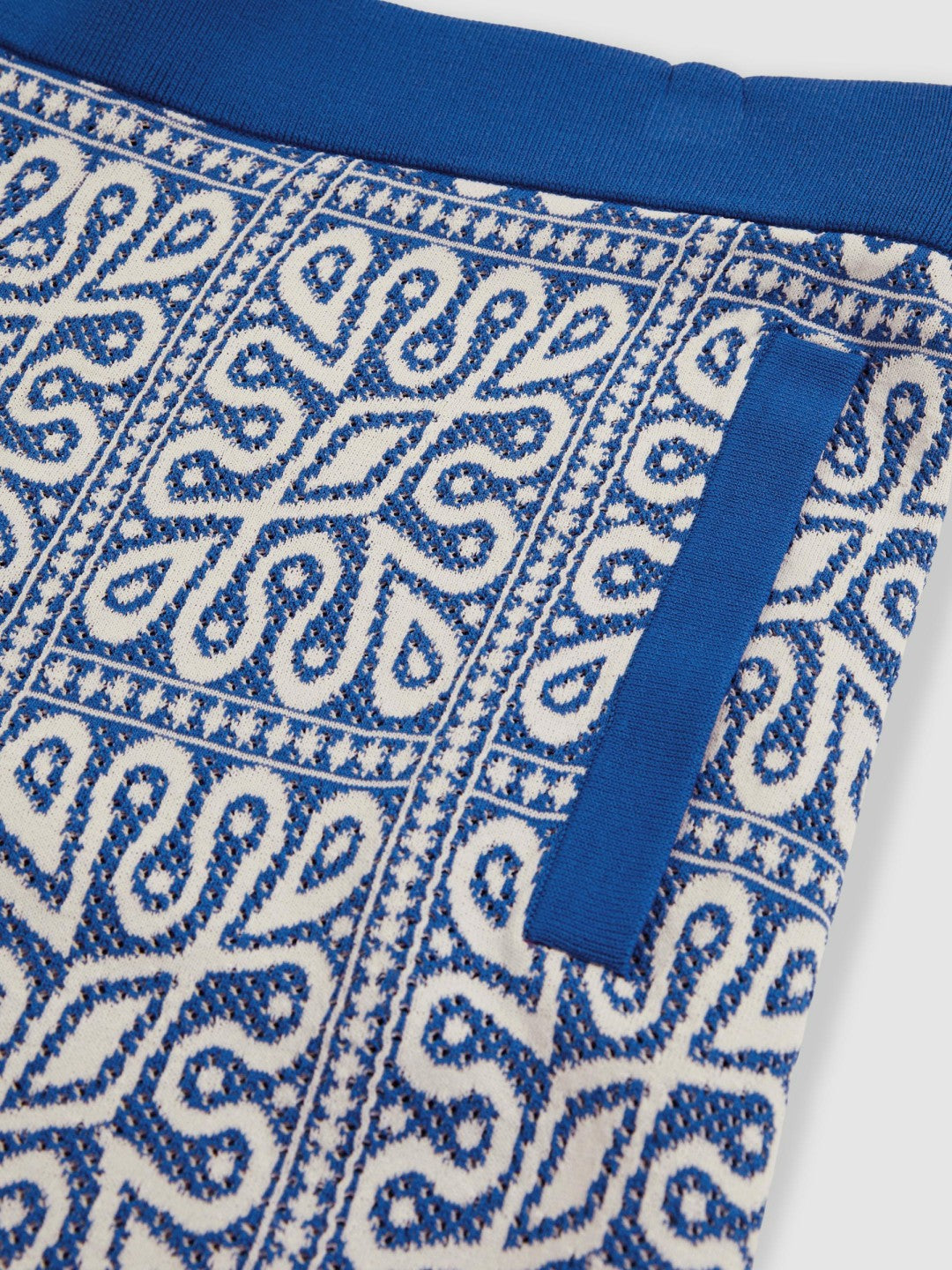 Tile Pattern Knit Shorts Blue/White | Mens