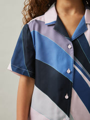 9-13 yrs Printed Cuban Collar Shirt Blue Print | Children