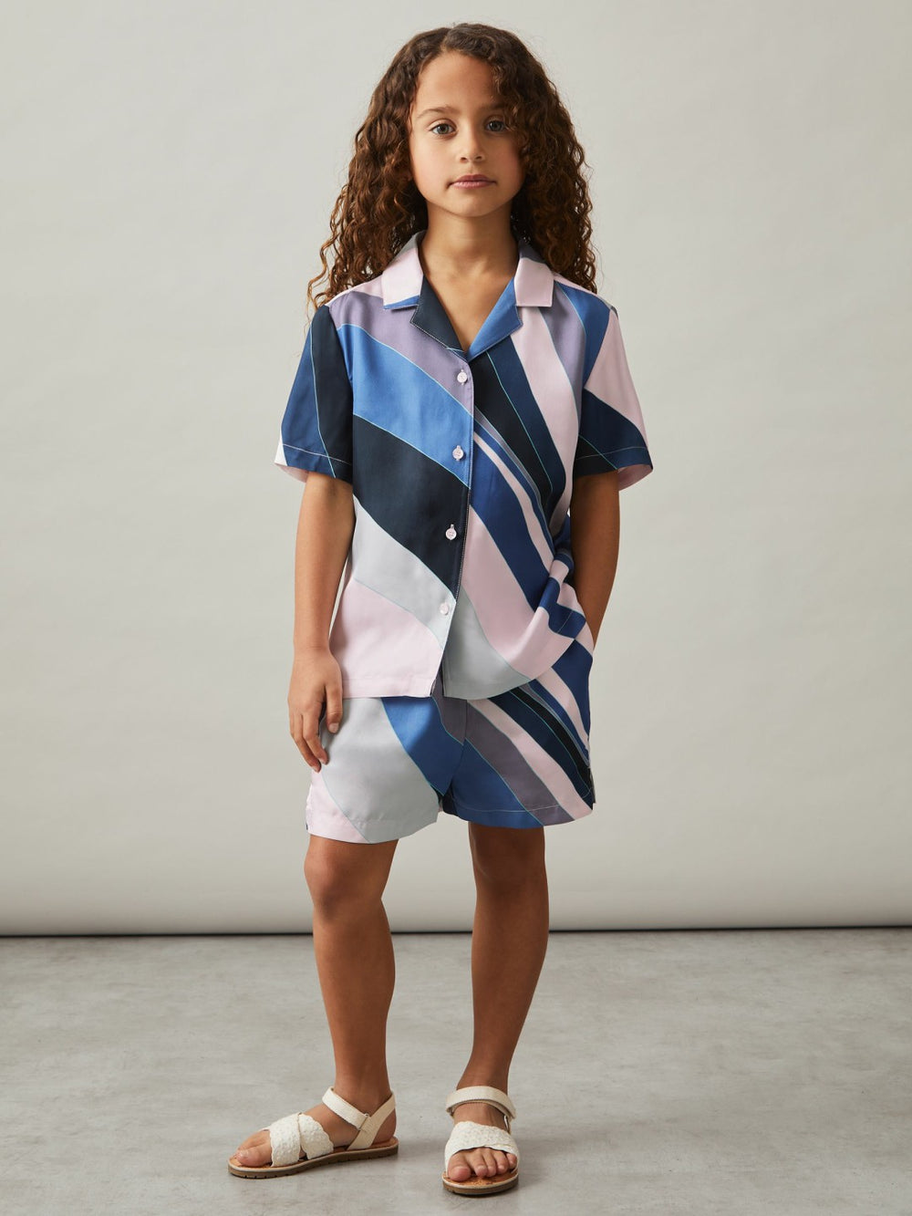 9-13 yrs Printed Cuban Collar Shirt Blue Print | Children