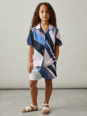 9-13 yrs Printed Cuban Collar Shirt Blue Print | Children
