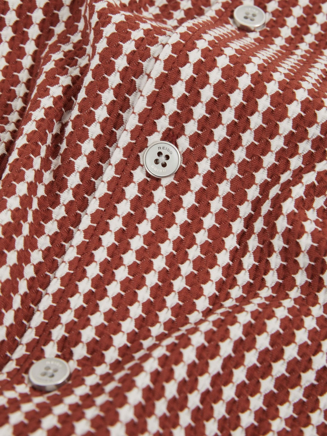Textured-Stripe Cuban-Collar Shirt Rust Red/White | Mens