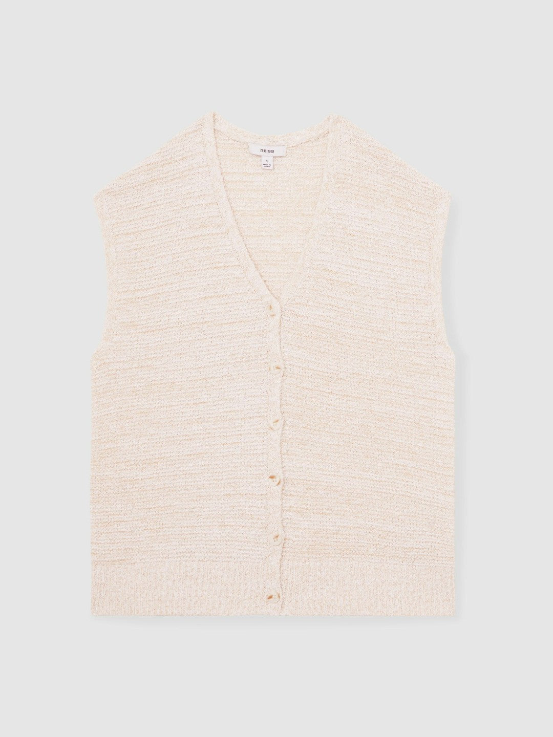 Cotton-Linen Button-Through Knit Top Ivory | Womens