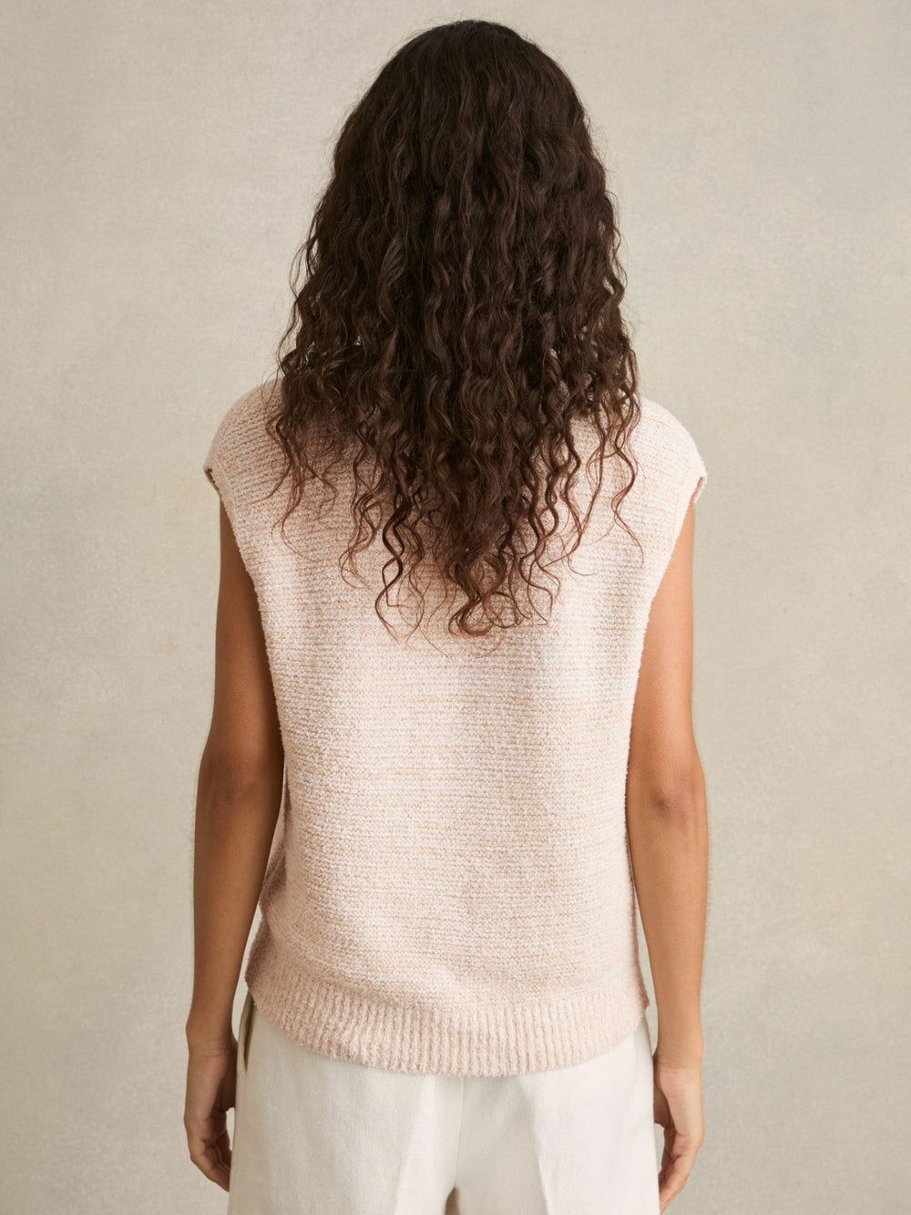 Cotton-Linen Button-Through Knit Top Ivory | Womens