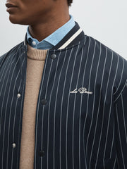 Les Deux Technical Varsity Jacket Navy Stripe | Mens