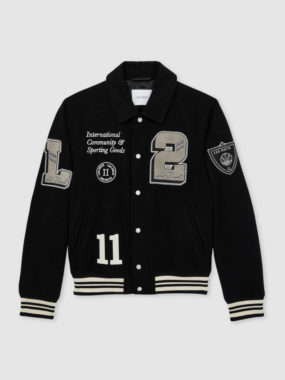 Les Deux Wool-Blend Varsity Jacket Black | Mens