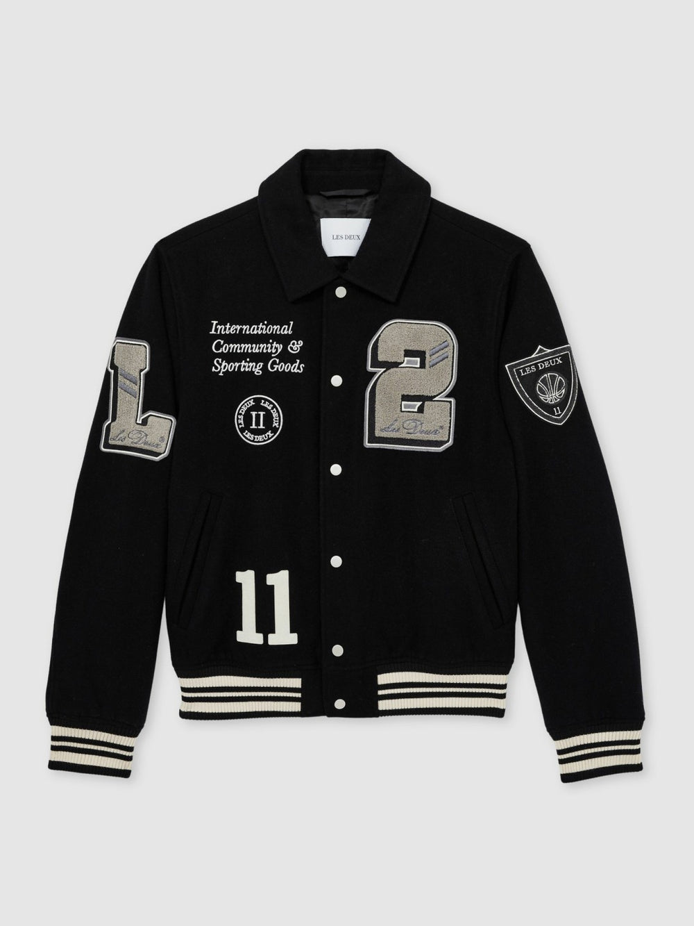 Les Deux Wool-Blend Varsity Jacket Black | Mens
