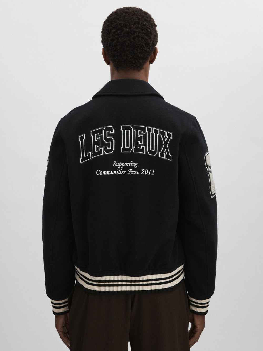 Les Deux Wool-Blend Varsity Jacket Black | Mens