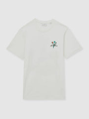 Les Deux 100% Cotton Café Print T-Shirt Ivory Print | Mens