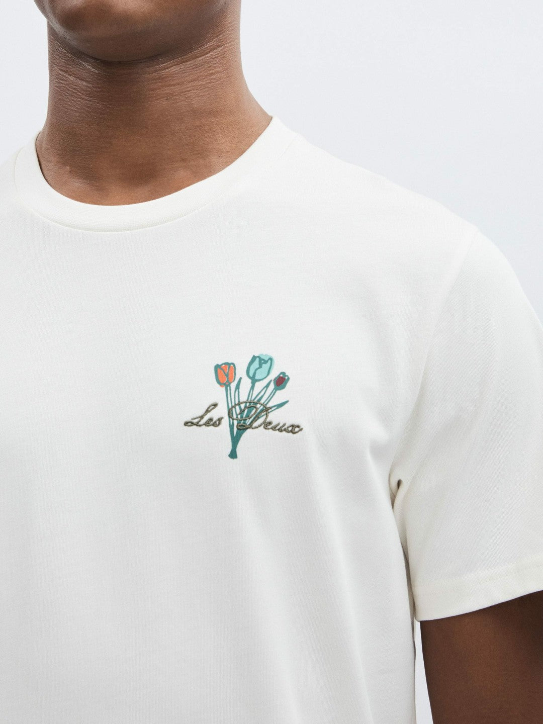 Les Deux 100% Cotton Café Print T-Shirt Ivory Print | Mens