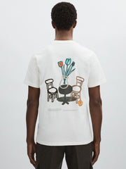 Les Deux 100% Cotton Café Print T-Shirt Ivory Print | Mens