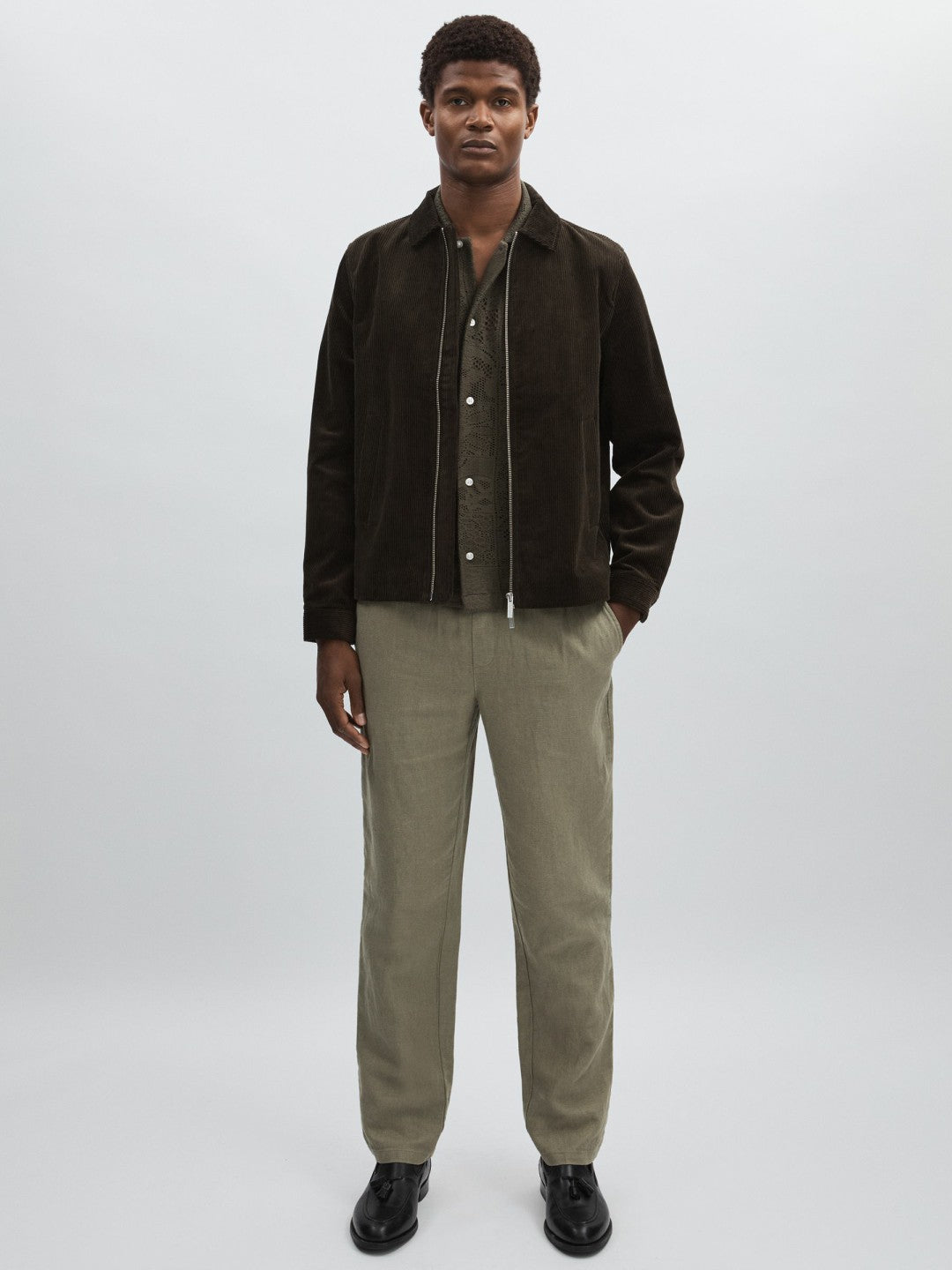 Les Deux Drawstring Trousers Green/Ivory | Mens