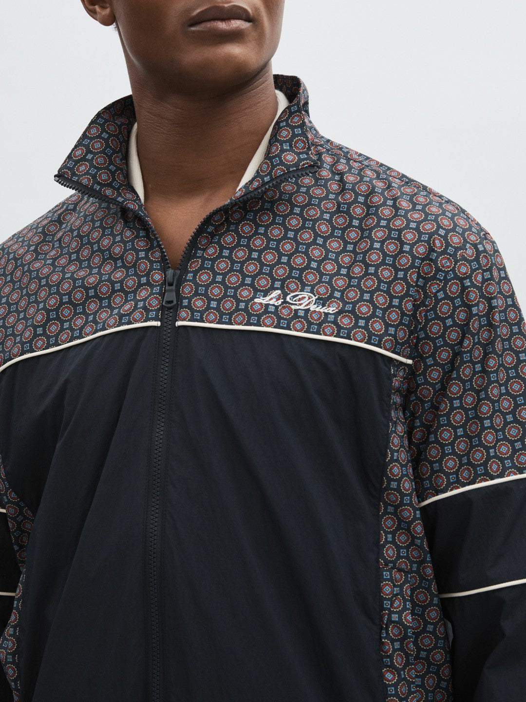 Les Deux Printed Track Jacket Dark Navy | Mens