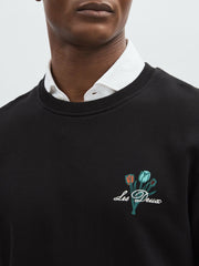Les Deux Cotton Café Sweatshirt Black Print | Mens