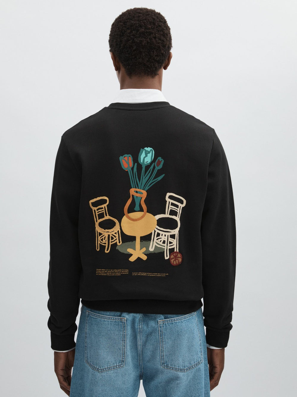 Les Deux Cotton Café Sweatshirt Black Print | Mens