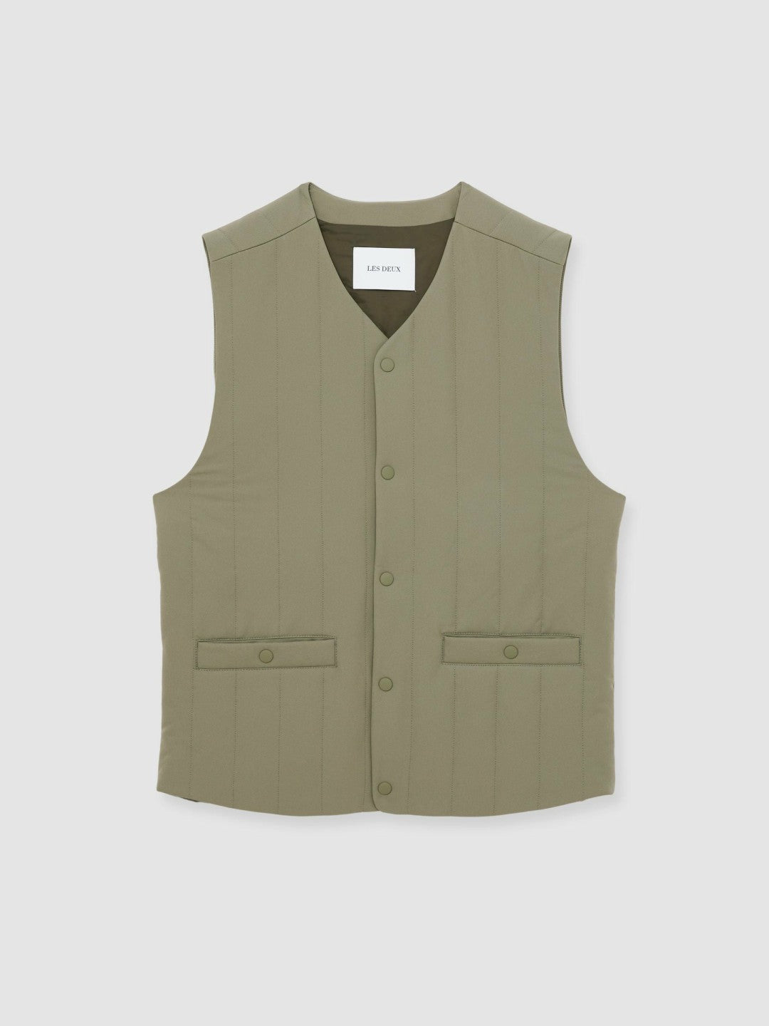 Les Deux Quilted Technical Gilet Green | Mens