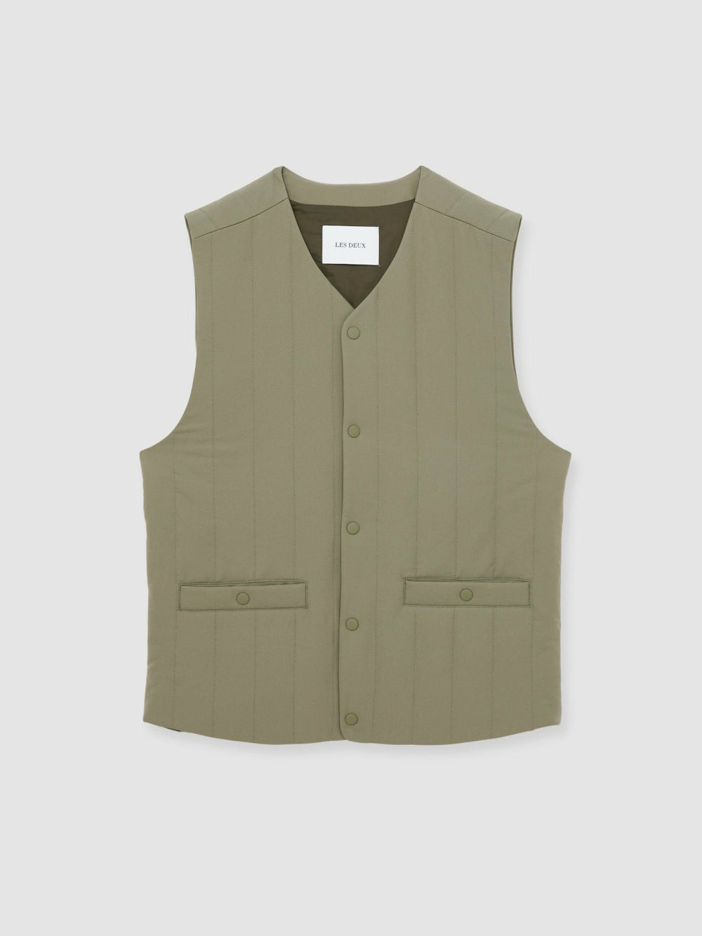 Les Deux Quilted Technical Gilet Green | Mens
