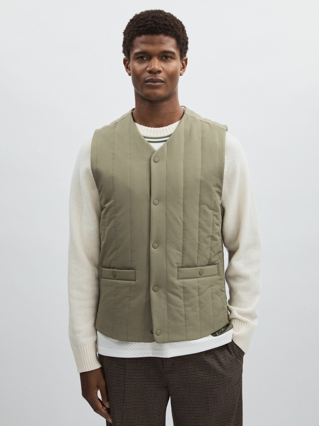 Les Deux Quilted Technical Gilet Green | Mens