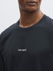 Les Deux Cotton Logo T-Shirt Navy Blue | Mens