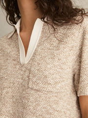 Cotton-Blend Knit Polo Shirt Neutral | Womens