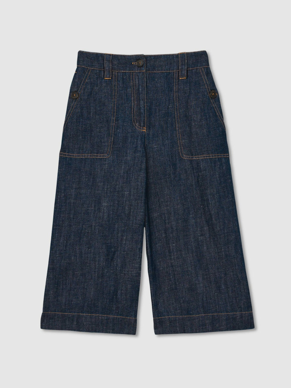 9-13 yrs Cotton-Linen Wide Leg Trousers Indigo | Children