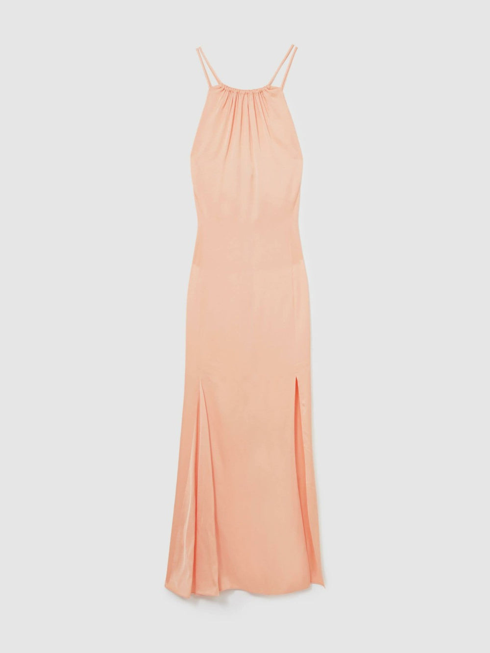 Petite Satin Halterneck Maxi Dress Peach | Womens