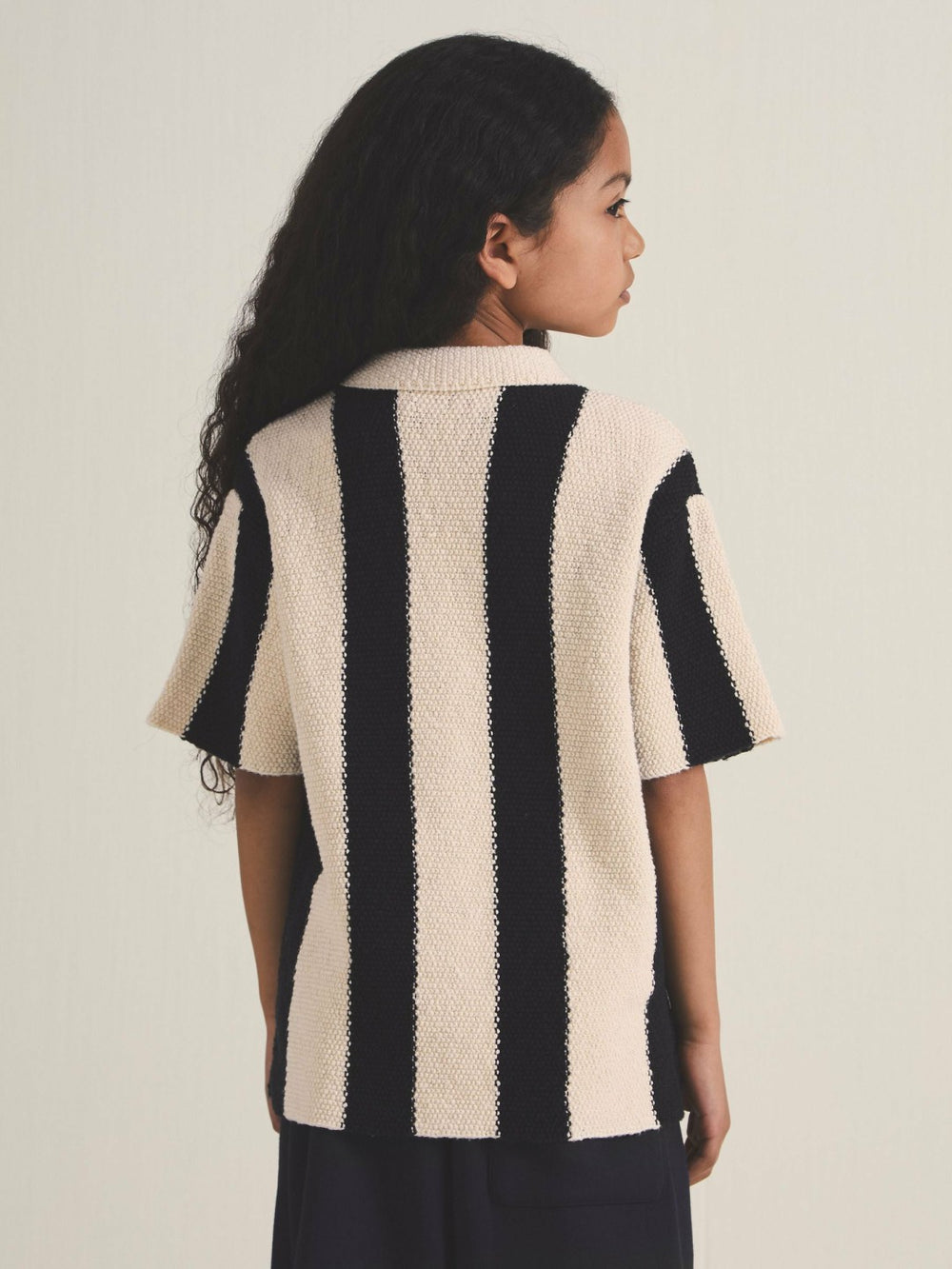 9-13 yrs  | Les 100 Ciels Stripe Knit Shirt Black | Children