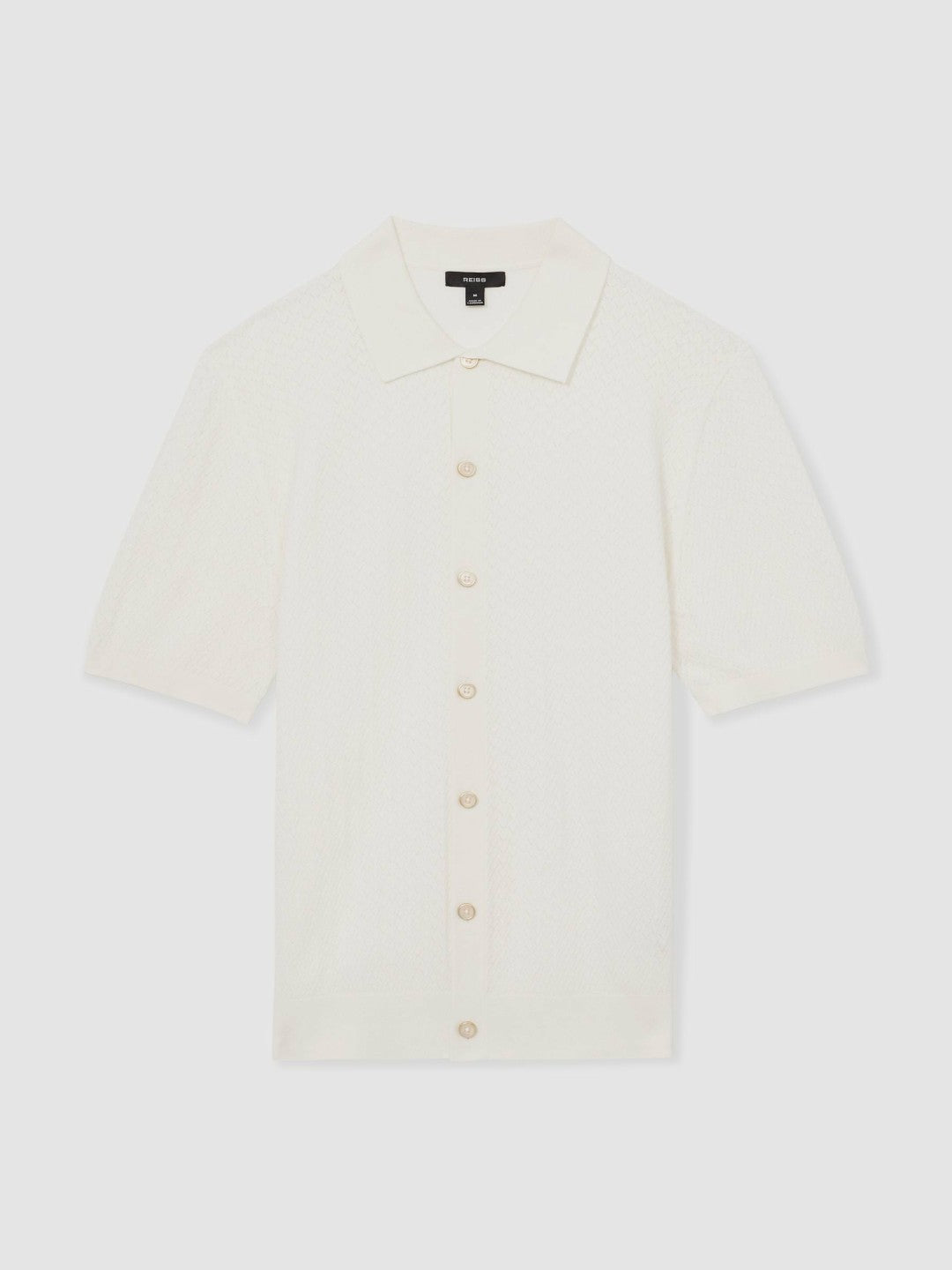 Textured Knit Button-Through Shirt White | Mens