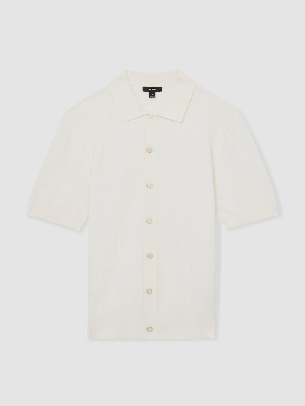 Textured Knit Button-Through Shirt White | Mens