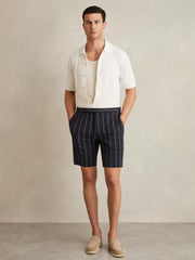 Textured Knit Button-Through Shirt White | Mens