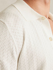Textured Knit Button-Through Shirt White | Mens