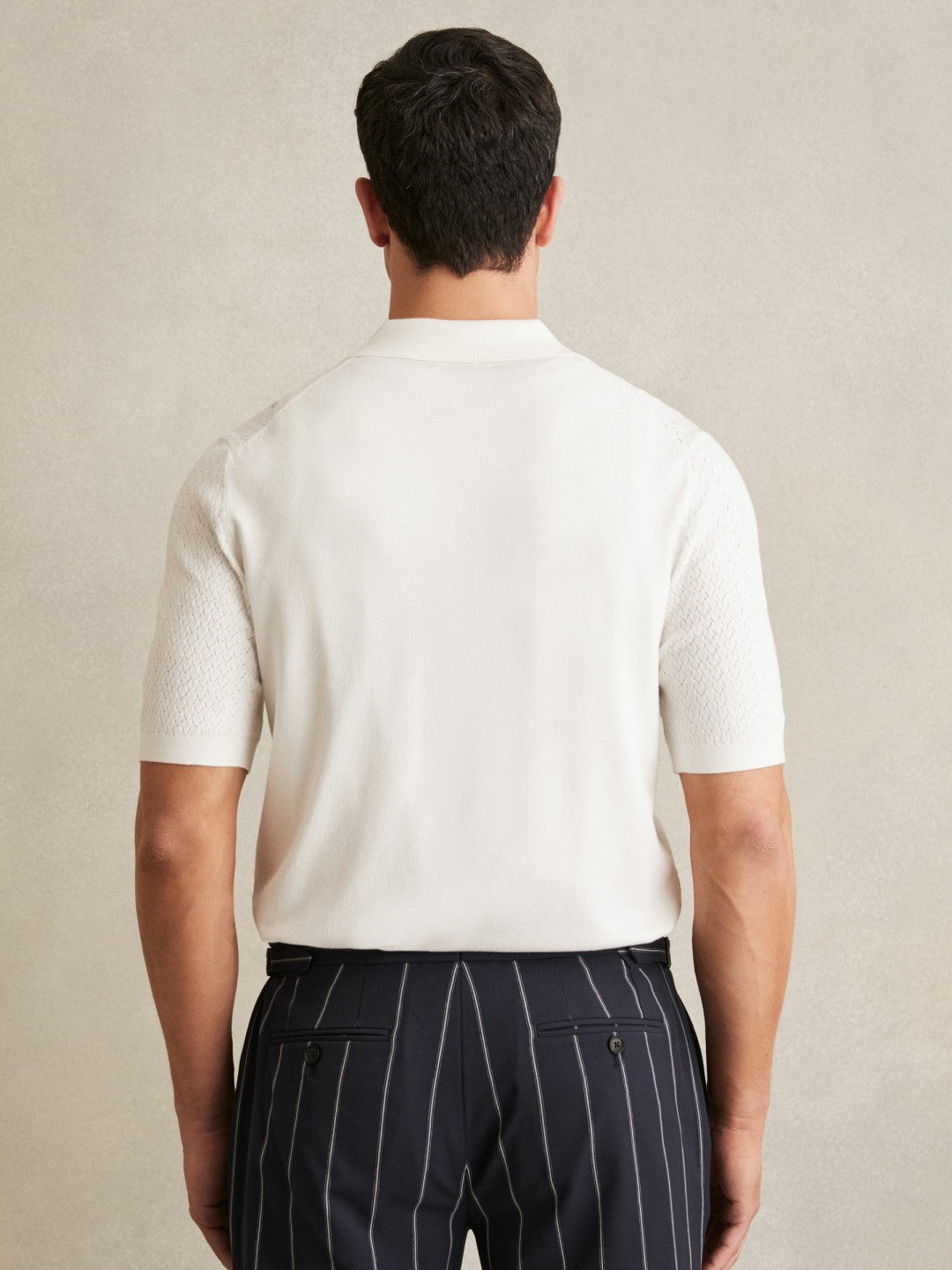 Textured Knit Button-Through Shirt White | Mens