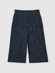 4-9 yrs Cotton-Linen Wide Leg Trousers Indigo | Children