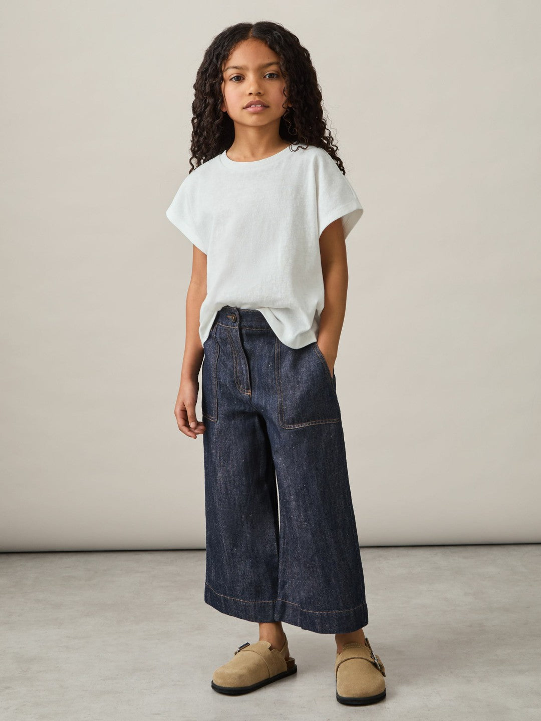 13-14 yrs Cotton-Linen Wide Leg Trousers Indigo | Children
