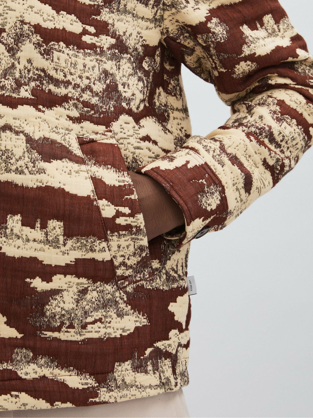 Les Deux Woven Ruins Overshirt Red/Cream | Mens