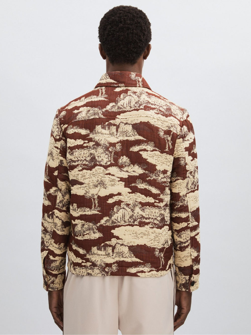 Les Deux Woven Ruins Overshirt Red/Cream | Mens