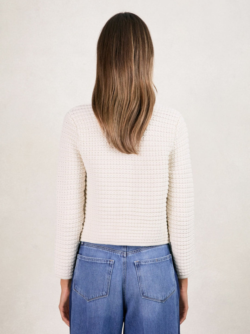 Paige Textured-Knit Cardigan Ivory | Womens