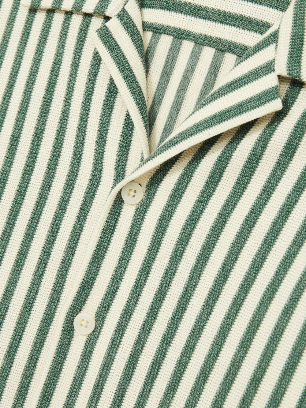 Textured Stripe Cuban-Collar Shirt Green/White | Mens