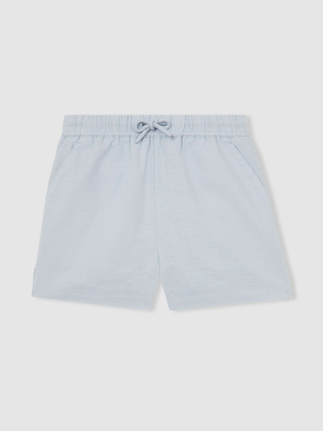 9-13 yrs Cotton-Linen Drawstring Shorts Soft Blue | Children