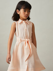 9-13 yrs Tie-Waist Collared Dress Pink | Children