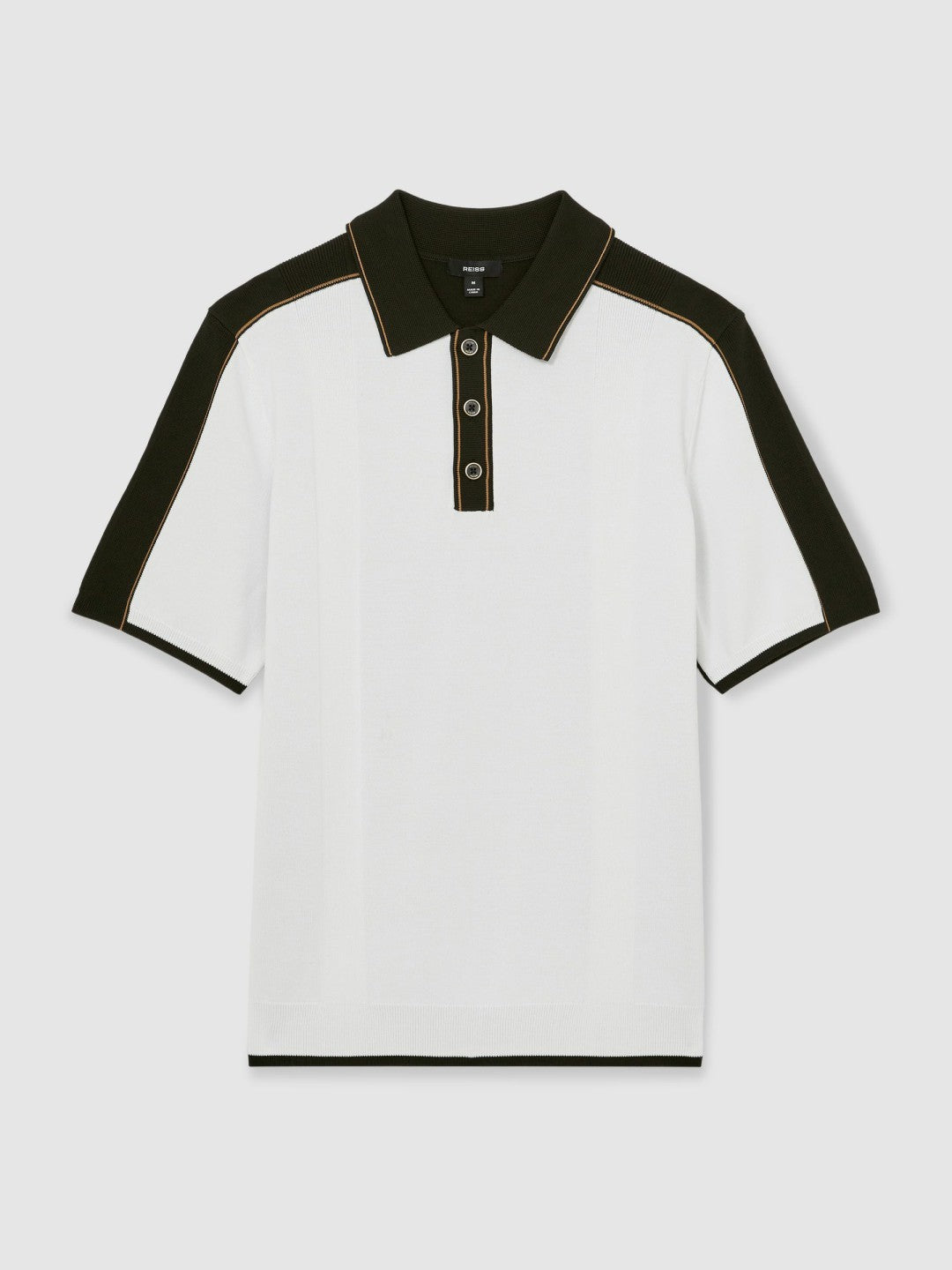 Colour-Block Knit Polo Shirt Optic White/Green | Mens