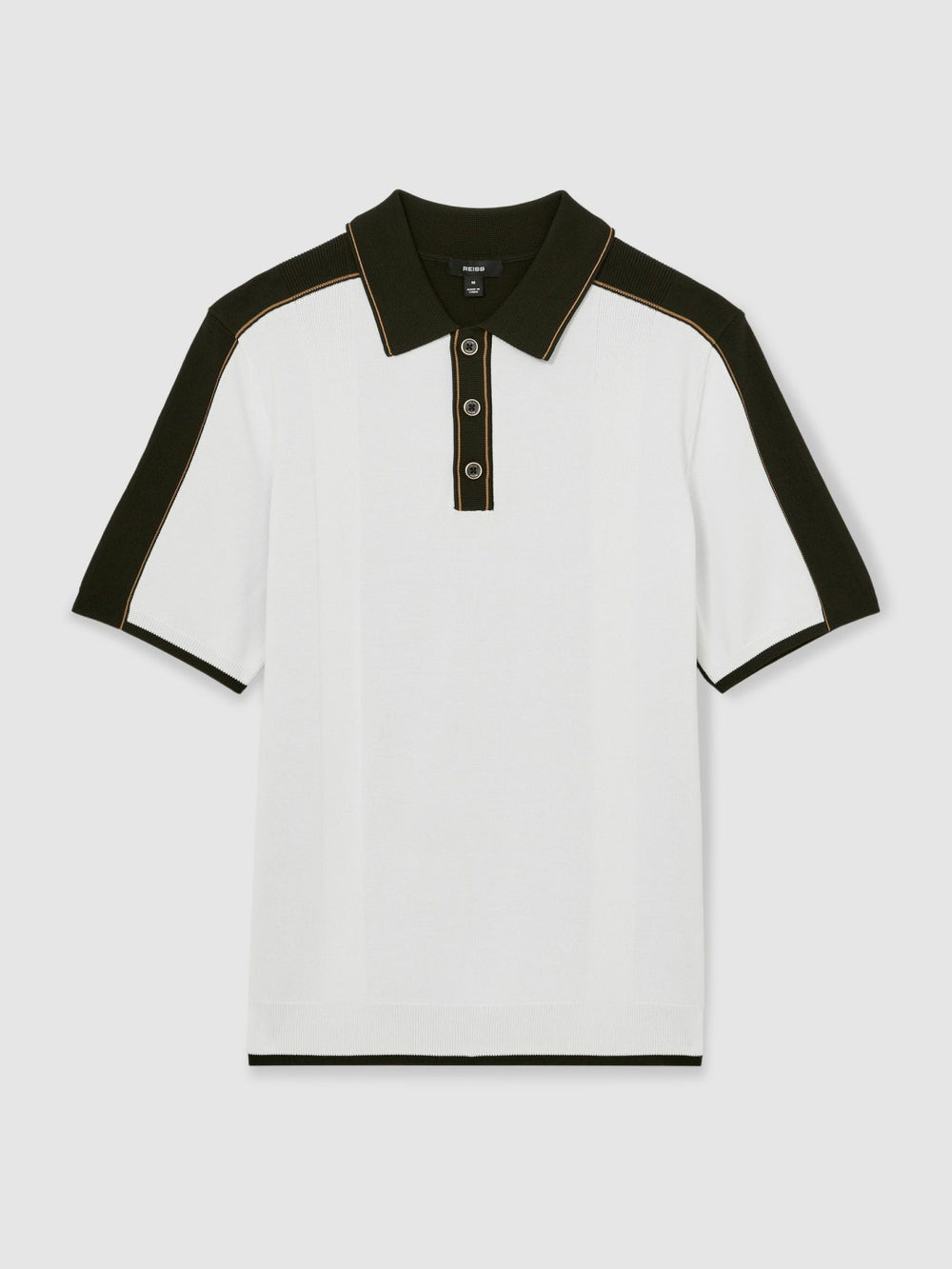 Colour-Block Knit Polo Shirt Optic White/Green | Mens